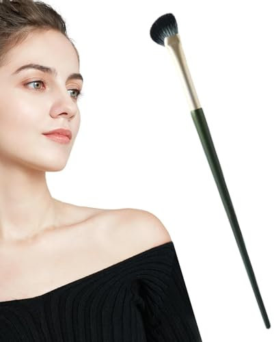 Ahuuen Brocha de maquillaje en forma de abanico, pincel de maquillaje en forma de abanico, pincel de contorno semiabanico, cerdas suaves bajo el rubor de los ojos, pincel angular, pincel iluminador de
