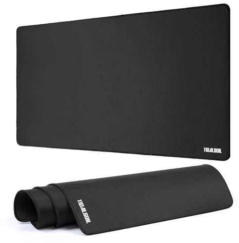 TIDALSOIL Gaming Mauspad XXL Extra Groß 900x400 mm- rutschfeste Schreibtischunterlage mit Gummibasis, Schwarz - Desk Mat für Gamer & Büro - Langlebiges Mousepad mit Rand Spielen