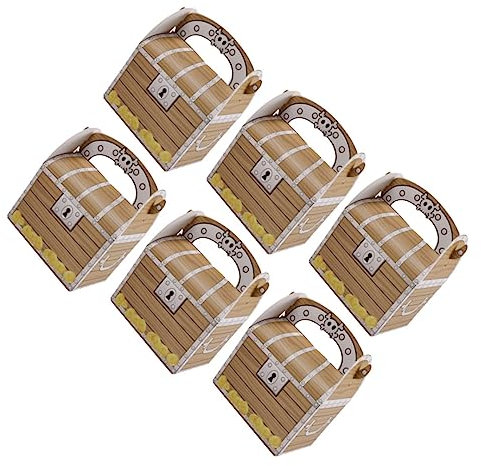 HAWILLOSCH 12stücke Piraten-schatzbox Aus Papier Geschenkbox Mit Holzmuster Party-leckerli-box Süßigkeiten-geschenkboxen Aufbewahrungsbox Für Kleine Geschenke Bonbonbox Für Piratenparty