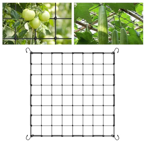 ZEIEYA Zelt Netz, 100 x 100 cm, Schwarz, Elastisches Spalier Netz mit 4 Haken, für Kletterpflanzen, Gemüse, Obst