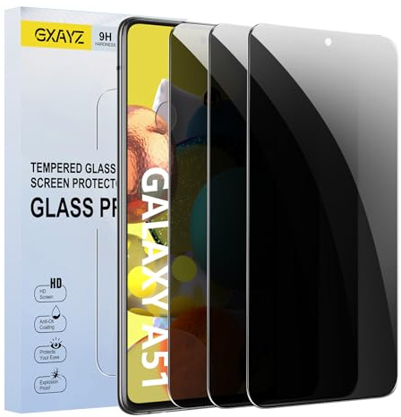 【3 Stück】 Sichtschutz Schutzfolie für Samsung Galaxy A51 5G,Privacy Panzer Schutz glas，Anti-Peeping Sichtschutzfolie，Anti-Spy Schutzglas