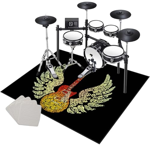 Drum Teppich Schlagzeug Teppich 140 x 120 cm rutschfeste Trommel Teppiche Schlagzeugteppich Schallschutzdecke Schlagzeugmatte Elektronisches Jazz Schlagzeug Kit für Bass Snare Drum Schlagzeug Matte