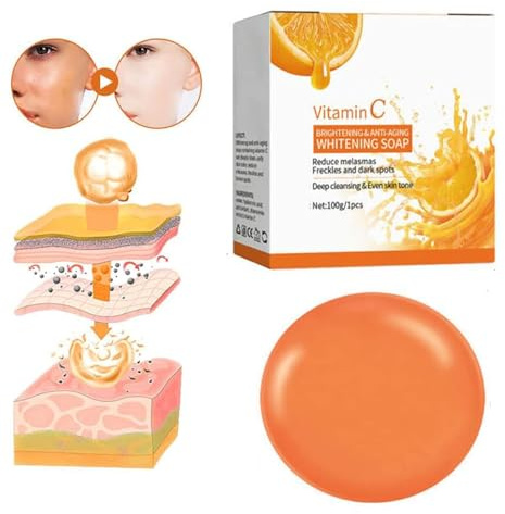 Sapone sbiancante alla vitamina C, sapone per la pulizia profonda della pelle, riduce e previene la formazione di acne per tutti i tipi di pelle (1)