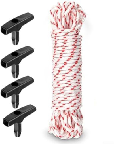 Cuerda de arranque de 15 m para cortacésped con 4 asas, compatible con varios modelos y marcas
