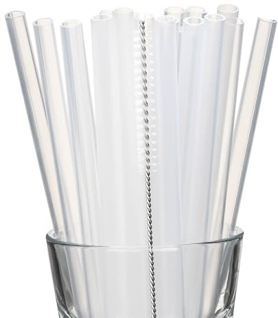 Dakoufish 6 Inch White Reusable Plastic Straws,22 Pack with one Cleaning Brush,Dishwasher Safe,Perfect for Cocktails, Milk, Juice, Tea (6inch,White)