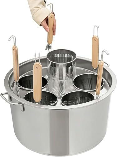 JYBNBBE Pastatopf Olla Für Pasta Aus Edelstahl Mit 5 Löchern Mit Siebdeckel, Spaghettitopf Mit Siebeinsatz Töpfer Zum Kochen