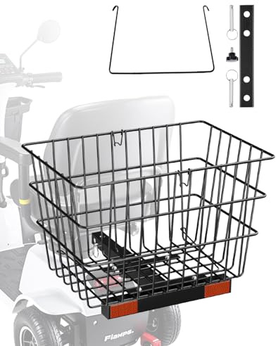 VEVOR Scooter bakre korg, slitstark metalltrådkorg med handtag, rymlig lastkorg, fungerar med 1 tums mottagare, kompatibel med de flesta gyllene, drive- och pride-mobilitetsskoter