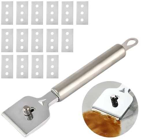 Raschietto Vetroceramica, Acciaio inossidabile Raschietto con 15 Lame in Metallo,Raschietti per Pulizia del Forno, per Pulizia Ceramica, Forno, Piano a Induzione, Piastrelle, Pavimento