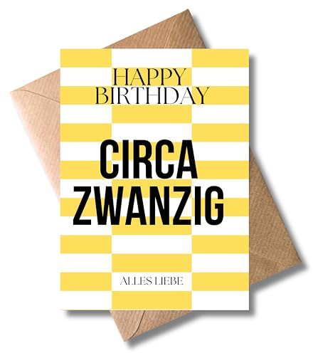 WBdesignz Grußkarte mit Umschlag - lustige, minimalistisch Geburtstagskarten mit Retro-Touch DIN A6 (Circa Zwanzig)