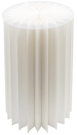 Mesa auxiliar de diseño de papel kraft en color blanco – 60 x 40 cm – Mesa de papel plegable con tablero de plástico – Mesa decorativa de papel – Mesa de diseño, columna de flores, columna decorativa