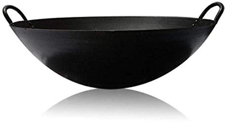 GAOAZHEN Doppelohr-Gusseisentopf, Wok, 40–60 cm, Stärke, Keine Antihaftbeschichtung, Gasherd, Induktionsherd, universell, 43 cm