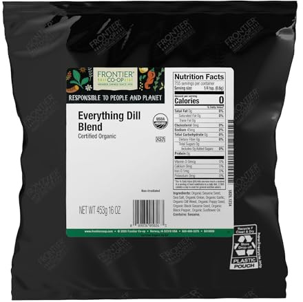 Frontier Co-op Organic Everything Dill Blend, 1lb Bulk Bag - Savory Herb and Seed Seasoning with Dill, Sesame, Garlic, and Poppy Seeds for Veggies