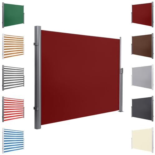 Retractable Side Awning, UV-Resistant Outdoor Privacy Screen, Folding Room Divider for Patio, Garden, Balcony, Deck(Wine red,160x300cm)
