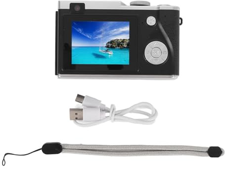 Telecamera CCD Vintage 2.4in 4K HD Digital Recording Digital Recording Camera ad alta risoluzione 64 MP Foto 16x Zoom ricaricabile portatile per bambini principianti viaggiare (64 GB)