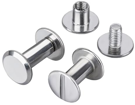 HAISHANG 20 Sets Vis de Reliure 12mm, Vis Chicago, Rivets pour Cuir, Rivets de Reliure en Acier Inoxydable pour la Reliure de Livres, Documents et Maroquinerie