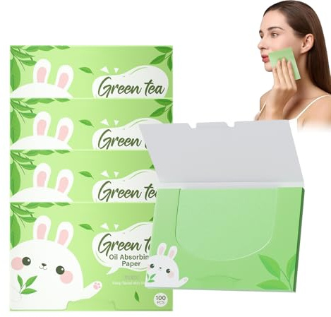 500 Blätter Löschpapier Gesichts-Löschpapier Set, Blottpapier Für Fettige Hautpflege Natürliche Ölabsorbierende Blätter Öl-Löschpapier für Männer Frauen (Grün)