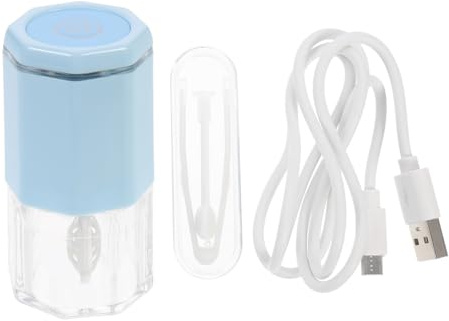 ARTSEWPLY Elektrischer Linsenreiniger Blau aus Abs Tragbarer und Professioneller Reiniger mit Proteinentfernung für Kontaktlinsen zu Hause und Unterwegs