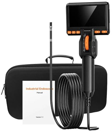YVAAASIYC Telecamera di ispezione endoscopica con Rotazione a 360°, boroscopio articolato HD da 5 Pollici e 8,5 mm, Telecamera endoscopica Industriale da 1,5 m for Motore di Auto(Dual Lens)