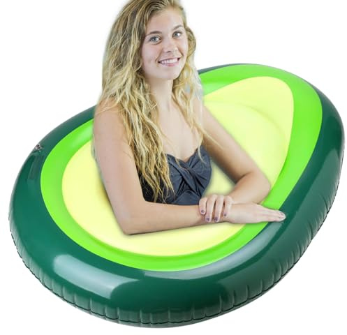 Avocado Float - Lettino gonfiabile per adulti | Comodo letto galleggiante 165,1 x 129,5 cm, zattera spessa per lago, mare, feste in giardino, nuoto all'aperto, accessorio per vacanze estive