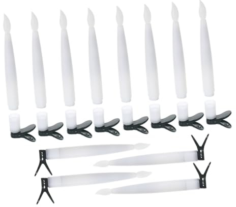 HONMEET 12sets Candele Led Per Albero Di Natale Clip Set Da Bastoni Ganci e Lenza Per Decorazioni Natalizie e Halloween