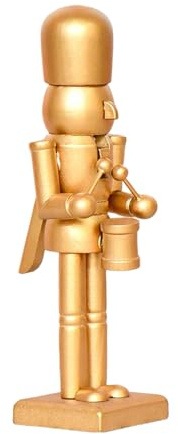 Huayeex Figura De Cascanueces Escultórica - Arte Navideño En Madera De Cascanueces - Dorado para Mesa Estante Repisa Alfeizar Y Noches Estacionales