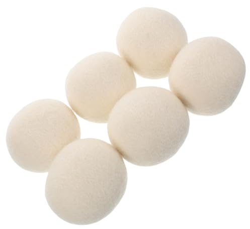 AUTSUPPL 6 Bolas de Lana para Secadora de Color Claro, Suaves y Antiestáticas, Reducen Secado Arrugas en Máquinas Domésticas