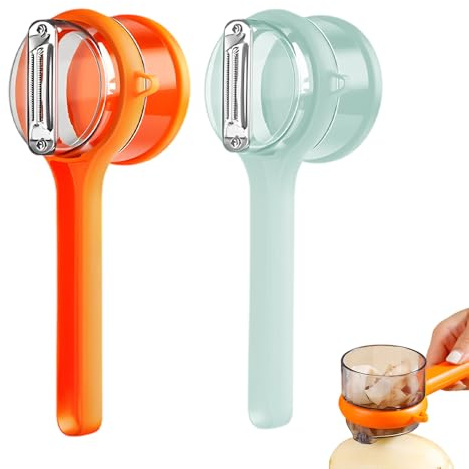 2026 New Kitchen Special Fruit Peeler with Box Storage, Upgrade Vegetable Peeler with Catcher Peeler with Storage Bucket, Double-Sided Stainless Steel Multi-Function Peelers (Orange+Blue)