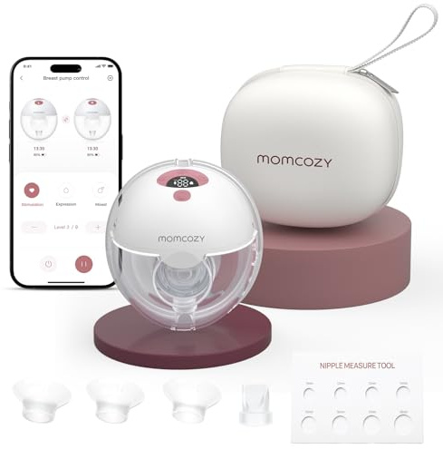 Momcozy M5-Smart Tire Lait Electrique Main Libre avec App, Rouge, 1 Pièces