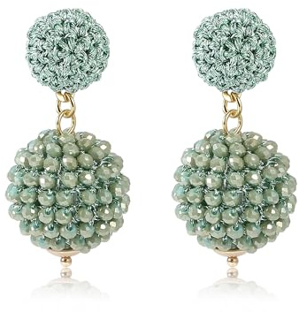 Grün Boho Perlen Ohrringe Hängend Damen Leichte Statement Kristall Kugel Perlen Ohrringe Sommer Strand Elegante Modeschmuck