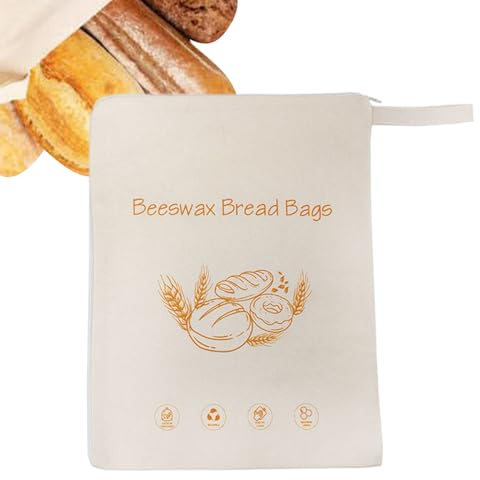 Sac à pain en cire d'abeille avec fermeture éclair et conservation naturelle de la fraîcheur - En coton bio - Pour pain, sandwich, cuisine, congélateur, maison, camping