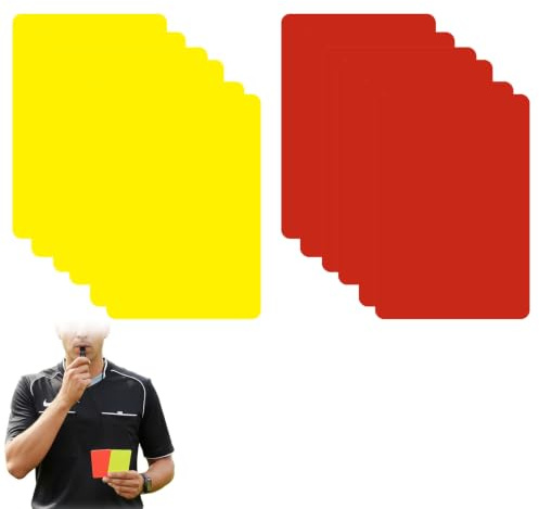 CSVZKIAY 12 Tarjetas de árbitro de fútbol en PVC, 6 Amarillas y 6 Rojas, 10,5 x 7,4 cm, Impermeables y visibles para Partidos, Entrenamientos, torneos Escolares, Clubes y Otros Deportes