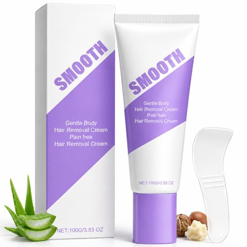 Haarentfernungscreme - Enthaarungscreme für Empfindliche Haut - Enthaarungscreme Intimbereich, Gesicht & Körper - Sanfte & Schnell Wirkende Hair Removal Cream - Haar Entfernungs Creme mit Spatel