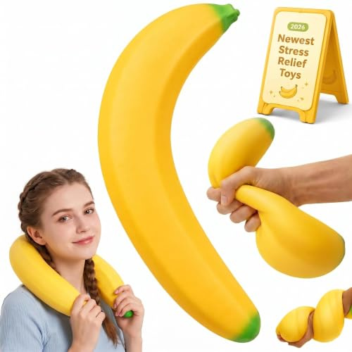 OKESYO 18 Inch Squishy Banane XXL, Fruits Squishy Groß, Giant Banane Quetschspielzeug, Giant Obst Squishies Toys für Erwachsene, Stressabbau, Entspannung