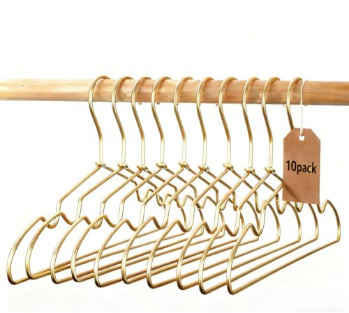 Koobay 12.6 Matte Gold Metal Kids Baby Hangers, 10Pack, Non Slip, Suit for Coated Wire Children Clothes Hangers, Closet Storage,Retail Display Space Saving for Toddler Coats Infant Hangers
