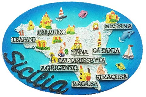 3D Sicilia Karte Italien Kühlschrankmagnet, Wohn- & Küchendekoration Magnet-Aufkleber handgefertigt, Sizilien Italien Kühlschrankmagnet Touristen-Souvenir Geschenk