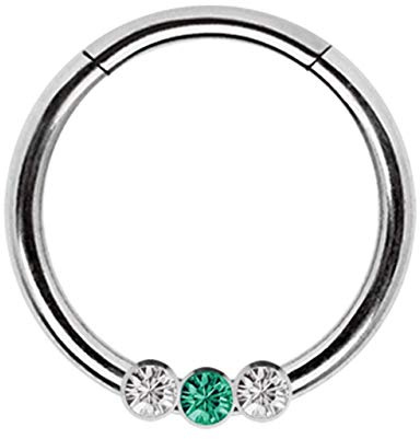 Piercing Smooth Segment Ring, Clicker mit kleinen Steinen in 1,2 mm