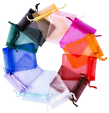 Naler 120 x Organzasäckchen Mehrfarbig Organzabeutel Säckchen Geschenkbeutel Säckli - 7 x 9 cm
