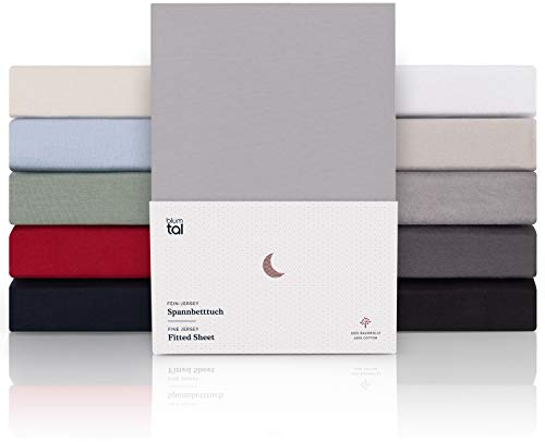 Blumtal Spannbettlaken, 200 x 200 cm – 100 % Premium-Baumwolle, Matratzenhöhe bis 10 cm, hypoallergen, knitterfrei – Grau (x 1)