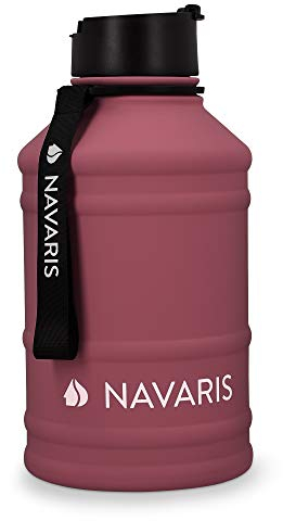 Navaris Stainless Steel Water Bottle - 2.2 Litre Large Metal Sports, Camping, Gym Canteen for Drinking Water, Liquid, Drinks