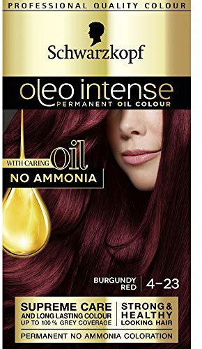 Schwarzkopf Oleo Intense Permanent Burgundy Hair Dye, Oil Enriched, Ammonia Free, Up to 100 Percent Grey Coverage, Burgundy Red 4-23