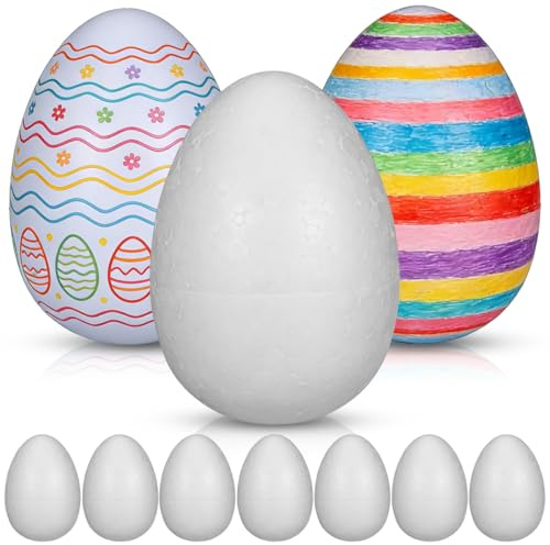 SOIMISS 10 Stücke Ostereier 10cm Styroporeier Styropor Eier zum Bemalen Basteln Styroporball Styroporformen Polystyrol Kugeln Ball Geburtstag Ostern Deko Anhänger Osterdeko DIY Kinder Bastelset