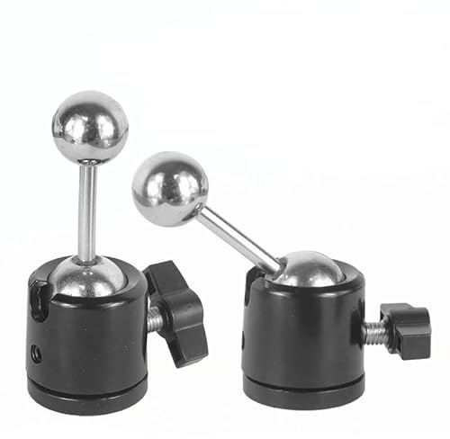VizGiz 2 Pack Tripod Head Mount 17mm Ball Thread to 1/4 Screw Hole Adapter Hot Shoe Stand Dual Swivel Bolt Rotatable Base for Camera Phone Holder Bracket Cradle Handlebar Clip Ring Light