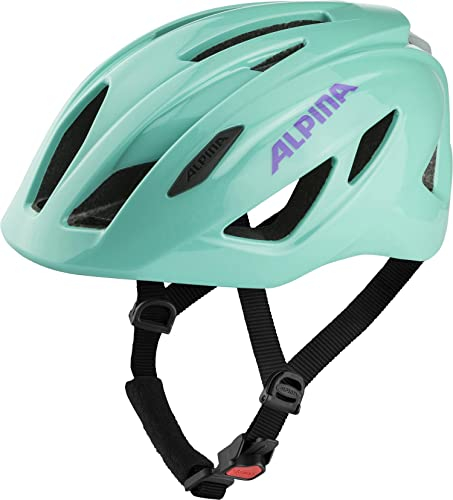 ALPINA PICO Flash - Beleuchteter, Leichter & Bruchfester Fahrradhelm Mit Fliegennetz Für Kinder, Turqouise Gloss, 50-55 cm