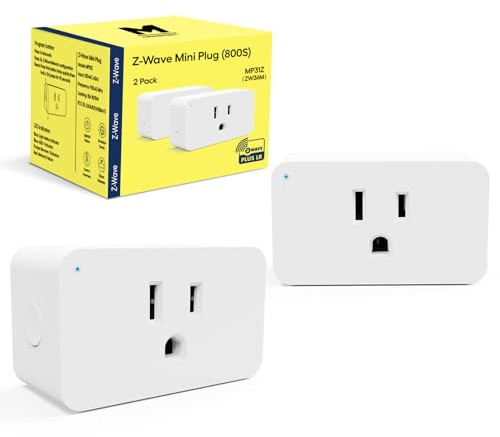 Minoston 800 Zwave Plug Smart Outlet Switch LR, Z-Wave hub Required, Bult in Zwave Repeater, Compatible with SmartThings, Hubitat, Wink, Compatible with Alexa Google Assistant, White, 2 Pack (MP31Z)