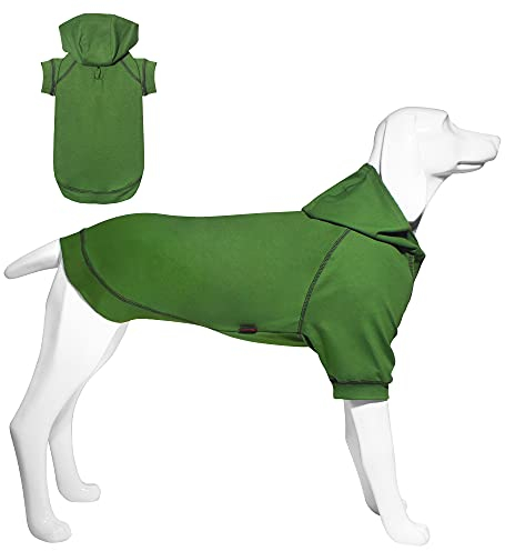 Kickred Hunde Hoodie, Hundemantel mit Hut & Taschen & Leinenloch, Weicher und Atmungsaktiver Kapuzenpulli Für Große Hunde Winterhundebekleidung Drinnen, Draußen Hundekleidung von Kickred (Armeegrün-M)