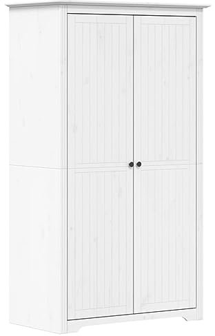 KOIECETA Kleiderschrank BODO Massivholz Kiefer (Weiß, 101 x 52 x 176,5 cm)