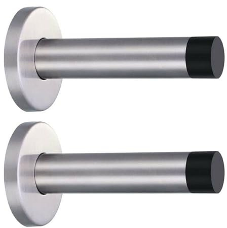 ARA CHOICE 2X Door Stop Wall Mounted Door Stopper Satin Stainless Steel Rubber Stops Bathroom Door Stop with Rubber Tip, Shower Door Stopper, Glass Door Stop, Door Bumper Baseboard Wall Mount