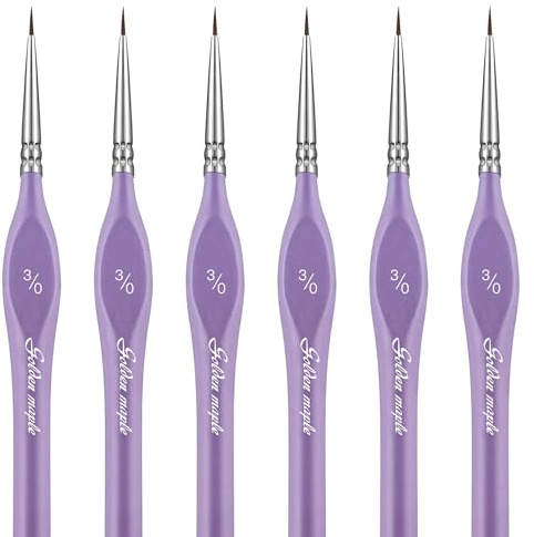 Miniatur Pinsel, 6PC Fine Detail Paint Brushes Set 3/0, Mini Small Painting Brushes für Handwerk, Acryl, Aquarell, Öl, Modell, Gesicht & Malen nach Zahlen, Figurine, Violett