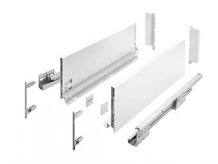 MS Beschläge Stahl Schubkastensystem Weiß Schubladen-Set Schubladensystem 40kg Traglast Unterflurführung Vollauszug Soft Close Schubladenauszug (Länge: 550mm, Höhe: 168mm)