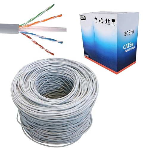 SAMTEK Cat 5E Ethernet Cable, 305M/105ft High Speed LAN Network Cable with RJ45 CAT5E, Durable WiFi 4 Pair Broadband Cables for Gaming, Streaming, Ideal for Internet, Router, Modem PC & Laptop